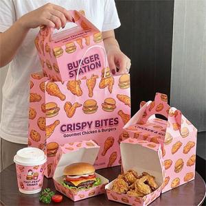 Custom Logo Fast Food Packaging <b>Burger</b> <b>Box</b> French Fry <b>Box</b> Takeaway Paper Bag Food Grade Paper Packaging - Product Image 2