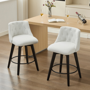 Modern Style Fabric Bar <b>Stool</b> Black Leg Contemporary Indoor Home Hotel Living Room Kitchen Design Wood Frame Set of 2 - Product Image 1