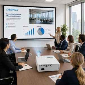 CAAVITS CA-V500Ui 5000 Lumens DLP Android 11 <b>Laser</b> <b>Projector</b> Full HD Portable Built-in Speakers for Auditorium/Lecture Hall Vist - Product Image 3