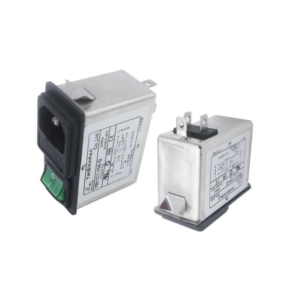 Фильтр входного переменного тока IEC 320 C14, штекер, розетка, шумофильтр с зеленым переключателем, предохранитель