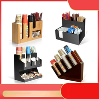 Support de tasses autoportant en acrylique noir commercial, vente en gros, pour gobelets jetables, idéal pour les cafés, salons de thé et les commerces de boissons