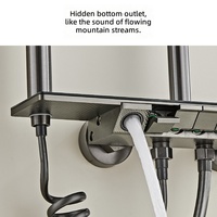 Ensemble de douche thermostatique OEM en aluminium gris anthracite, finition PVD brossé, avec pommeau pluie 4 fonctions, barre coulissante à poignée unique, pour appartement et hôtel