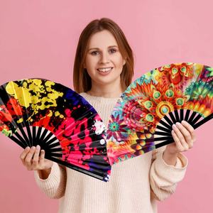 Venta caliente barato OEM promocional personalizado decoración boda ventilador negro 33Cm madera plegable impresión personalizada bambú ventilador de mano - Product Image 6