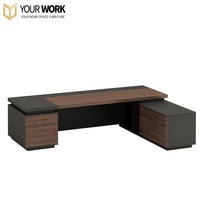 Matériau MDF de style moderne du fournisseur chinois Table de bureau en bois en forme de L Cabine de bureau extensible pour Boss CEO Prix