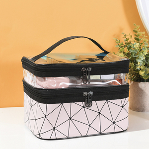 กระเป๋าเครื่องสำอางพีวีซีสำหรับเดินทางทันสมัยมีซิปปิดกันน้ำดีไซน์ยอดนิยมโลโก้ออกแบบได้ตามต้องการ - Product Image 4