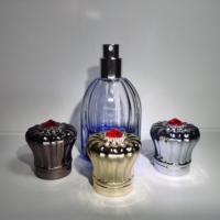 Botol Parfum Kaca Biru Bening 30ml Vintage Mewah, Tutup Logam Hot Stamping Mewah, Pompa Kosong untuk Wewangian dan Makeup