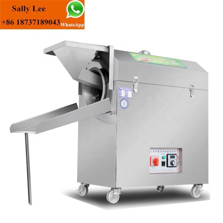 small automatic electric soybean nuts roaster Drum Rotary groundnut peanut roasted cashew sunflower seeds nuts roasting machine