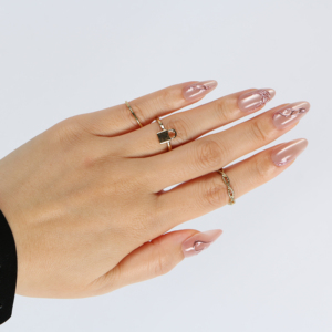 Uñas Postizas de Gel ABS con Punta Francesa Cuadrada en Cromo Dorado Glamuroso para un Aspecto Natural sin Presión en los Dedos, Ideales para Eventos Especiales - Product Image 1