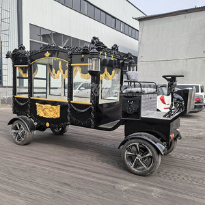 Carroza Fúnebre Eléctrica Negra Dorada de la Mejor Calidad, Carroza para Ataúdes, Carroza Fúnebre en Venta - Product Image 4