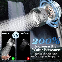 Pommeau de douche portatif haute pression à quatre jets, type filtre, avec buse anti-colmatage en acier inoxydable finition miroir, pour salle de bain