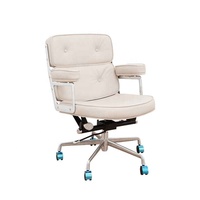 Chaise de bureau de direction à dossier moyen en cuir PU de haute qualité, design moderne, pivotante, inclinable, réglable en hauteur, en aluminium