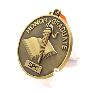 Custom Metal 3d Student Award Medallion Customized Academic Honor Graduate Plain School Medal For Graduation