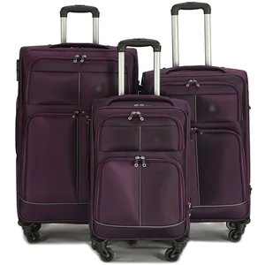 Ensembles de bagages enregistrement et cabine souples en tissu imperméable avec fermeture éclair avec LOGO personnalisé valise à roulettes unisexe de grande capacité pour le voyage