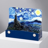 Bloc-notes 3D LED détachable personnalisé Van Gogh Nuit étoilée – Cadeau de papeterie à prix réduit
