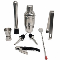 Ensemble de shakers à cocktails en acier inoxydable, outils de bar, kit de barman 8 pièces, shaker à cocktail, pinces à glace, doseur, verseur, bar à domicile
