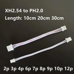 XHからPHへの赤と白のフラットラインXh2.54/Ph2.0プラグ端子アダプター2p3p 4p 6p 7p 8p 9p 10p12p長さ10cm 20cm 30cm