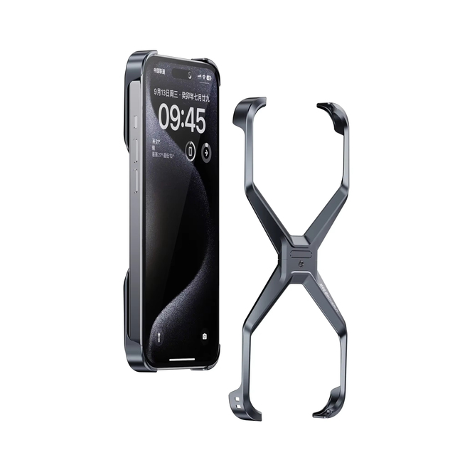 X Type Aluminum Alloy Rimless Phone Case for iPhone 13 15 14 16 Pro Max Metal Removable Heat Dissipation Armor Shockproof Cover