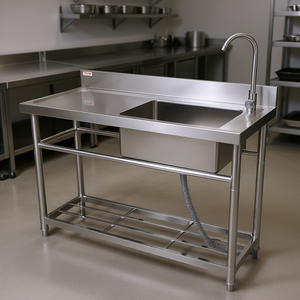 Évier utilitaire Vevor en acier inoxydable à cuve unique, 47,2 pouces, côté droit, pour plan de travail de cuisine commerciale, certifié NSF - Product Image 2