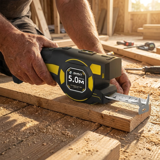 SMMT Professional 2-in-1 Green Cross Line Laser Level with 5m Tape Measure Lasers for Contractor and Home DIY ODM OEM