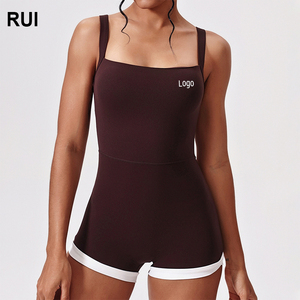 RUIQUWIN Body de Yoga elástico alto personalizado para mujer Ropa deportiva de secado rápido con espalda descubierta cruzada Entrenamiento Mono al por mayor - Product Image 1