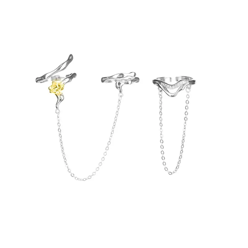 Moon Shape Finger Ring Accessory Original Design Jewelry Jewellery for Women Zircon Tendy 14k Gold Plated Adjustable