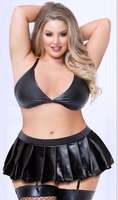 Partager Sexy Plus Size Fat Women's Leather Sexy Lingerie Slip Sous-Vêtements Sexy Costumes Lingerie Érotique