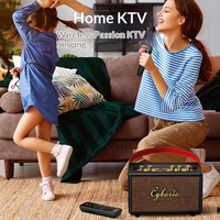 Cyboris Home Karaoke Nirkabel untuk Speaker 5.3 Portabel Luar Ruangan Retro 2 Mikrofon Baterai 5000-10000mAh Audio Radio FM