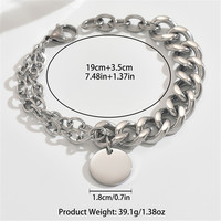 Bracelet à breloques en acier inoxydable, chaîne gourmette épaisse, style punk hip-hop, multi-liens superposés avec pendentif pièce vierge, vente en gros