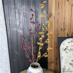 Flores Artificiales Jinxi Southern Celastrus Orbiculata, Rama Individual, Flor de Seda, Color Amarillo, Naranja, Rojo, Champán, Decoración para el Hogar - Product Image 1