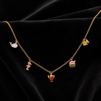 Kalung Pesona Kehidupan Lautan dengan 5 Liontin Hewan, Rantai Tembaga Zirkon, Perhiasan Fashion Wanita untuk Kegunaan Sehari-hari, Hadiah