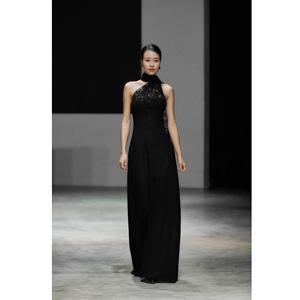 Nuevo Vestido Elegante para Mujer, Diseño Original (ODM), CORINNE, con Encaje, 500 gramos, Largo Maxi, 86% Lana, 14% Poliamida, Hecho en Vietnam - Product Image 5