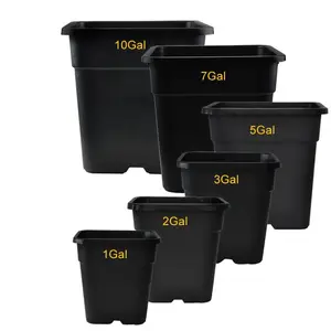 Ronbo Black Square 1 2 3 5 7 10 Gallon Planting Plastic Nursery Plant Pots