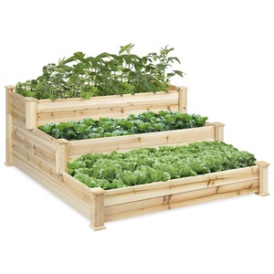 Maceta de madera de 3 niveles para decoración de jardín, caja de cama elevada, caja de jardín para flores y verduras - Product Image 4