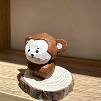Statue de singe sculptée à la main en tilleul, design moderne, cadeau d'anniversaire et d'affaires, ornement de bureau