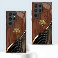 Étui en verre haut de gamme compatible avec le téléphone portable Samsung S24 Plus, étui pour S21 S22 S23 Ultra, coque de protection en grain de bois A35 Tiger
