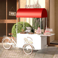 Tricycles mobiles pour la vente de gâteaux pour boulangerie, chariot mobile à 3 roues avec auvent
