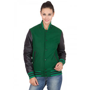 Chaquetas Varsity de Algodón Transpirables e Impermeables para Mujer, con Cierre de Botones Cubiertos, Cuello Alto y Logotipo Personalizado - Venta al Por Mayor - Product Image 5