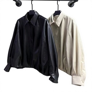 Chaqueta de Motociclista de Cuero Genuino de Piel de Cabra con Capucha para Mujer, Azul Sólido, con Cremallera, Abrigo de Motociclista, Proveedor Mayorista Otoño 2026 - Product Image 3