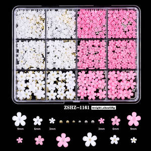 12 Compartimentos con Dijes 3D para Decoración de <span class=keywords><strong>Uñas</strong></span>, Flores Pequeñas Mixtas en <span class=keywords><strong>Rosa</strong></span> y Blanco, Cuentas Doradas y Plateadas, Resina Kawaii, Decoraciones Magnéticas Brillantes para <span class=keywords><strong>Uñas</strong></span>, Manualidades - Product Image 2