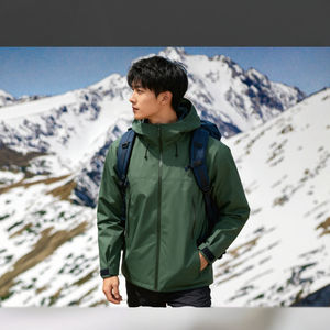 Custom <b>Men's</b> and Women's Casual Soft Shell Outdoor Waterproof Windbreaker Coat with Stand Collar Fleece-Lined for Winter - Product Image 3