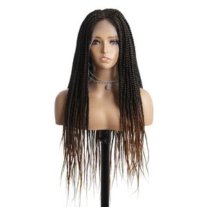 Éxito de Ventas Peluca Sin Pegamento de <span class=keywords><strong>Cabello</strong></span> Sintético con Cierre de Encaje Completo Tres <span class=keywords><strong>Trenzas</strong></span> de Fibra Química Pelo Liso Largo Trenzado a Crochet - Product Image 5