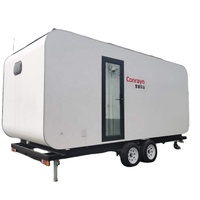 Cabine de remorquage robuste en acier, remorque de voyage mobile avec roues