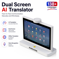 Traducteur de bureau à double écran vocal IA de 10 pouces avec système Android pour la réception d'hôtel, prend en charge 50 langues