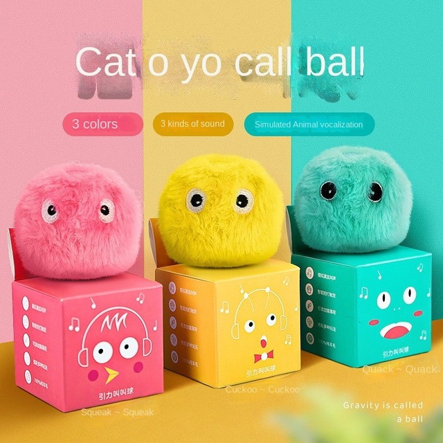Hot Selling Eco-friendly Plush Pet Intelligent Luminous Cat Training Ball Bird Sound Modern Cartoon Call Interactive Toy Balls