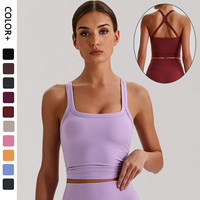Tendance 2026 Soutien-gorge de sport ultra doux et très extensible, rembourré, style crop top et débardeur de yoga pour femme