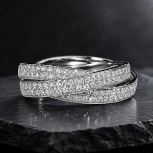 Anello a Corona Multistrato con Pavé per Donne, Elegante Gioiello da Dito per Feste - Product Image 3