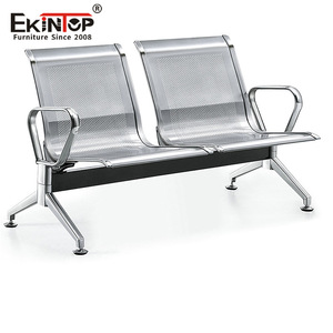 Silla de espera Ekintop de tres plazas de acero inoxidable con reposabrazos para uso público en hospitales y aeropuertos - Product Image 1