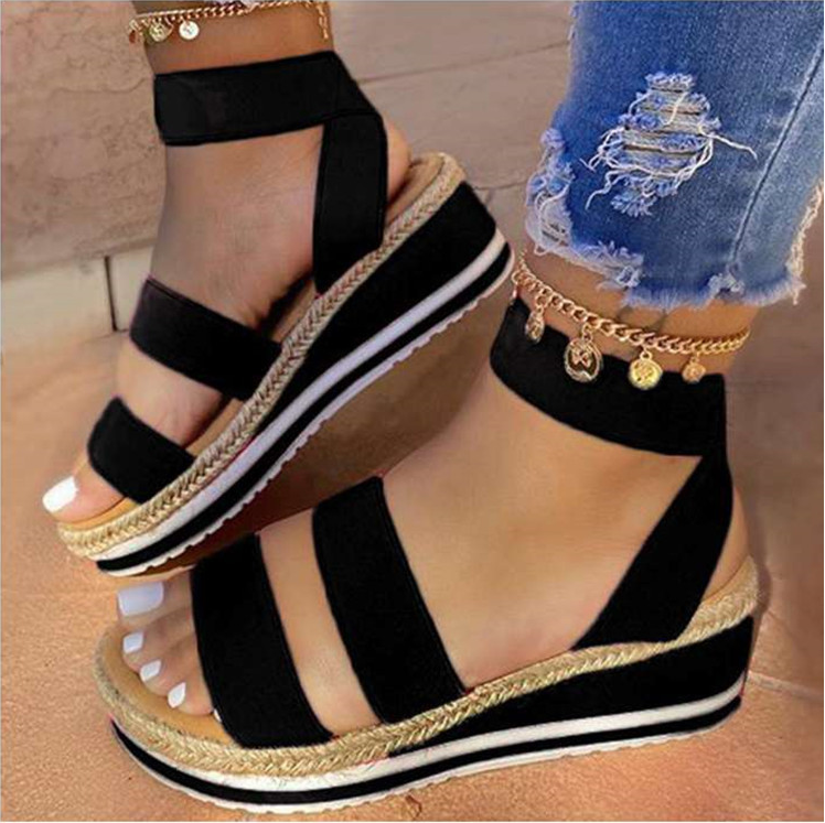 Amazon.com: Sandalias de cuña para mujer Sandalias de plataforma Sandalias  de corcho con correa elástica : Ropa, Zapatos y Joyería