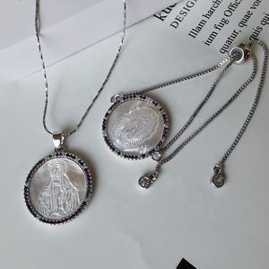 Medali modis zirkon ibu kerang mutiara guadalupe <span class=keywords><strong>virgin</strong></span> <span class=keywords><strong>mary</strong></span> liontin jimat untuk membuat perhiasan kalung grosir - Product Image 5
