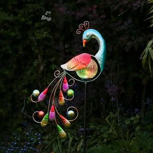 Lampe solaire de jardin en forme de paon, LED colorée, décoration extérieure, autoportante, résistante à l'eau, alimentée par l'énergie solaire - Product Image 1